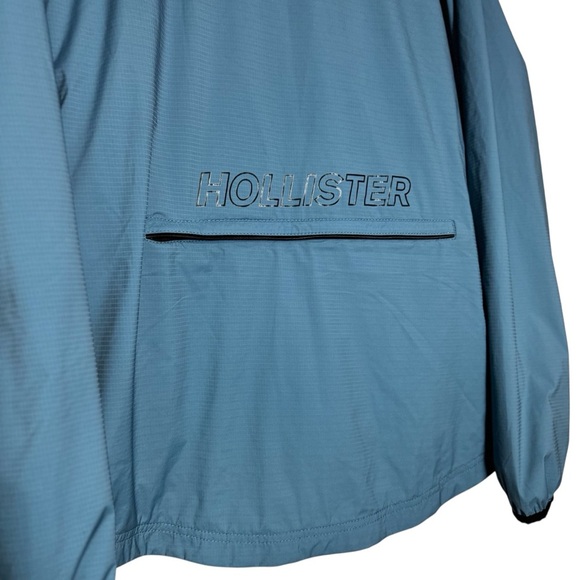 Hollister Men's Sky Blue Windbreaker Jacket Full Zip-Up High Collar Size Medium - Picture 4 of 13